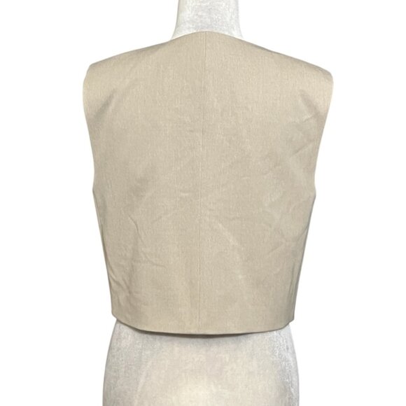 ZARA Beige Sleeveless Tailored Vest Top Women M Cropped Structured Minimalist - Picture 2 of 8